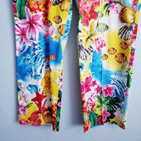Escada Cruise Style Tropical Ocean Ankle Pants - Picture 3 of 9